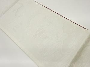 纐纈茶屋辻に松・草花模様織出し全通袋帯